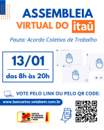 Bancários do Itaú avaliam novo Acordo Coletivo em assembleia no dia 13 de janeiro Bancários do Itaú avaliam novo Acordo Coletivo em assembleia no dia 13 de janeiro