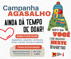 Doações da Campanha do Agasalho do Sindicato se encerram nesta sexta-feira (30): participe e faça a diferença!
