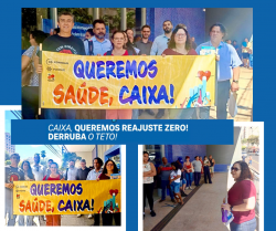 Quem sempre cuidou do Brasil merece ser cuidado:  bancários de Araraquara protestam em defesa do Saúde Caixa
