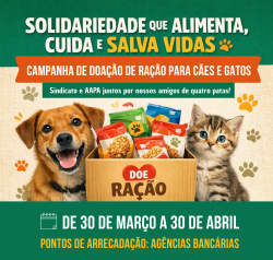 Sindicato lança campanha de arrecadação de ração e mobiliza categoria em prol da causa animal Sindicato lança campanha de arrecadação de ração e mobiliza categoria em prol da causa animal