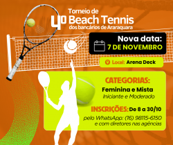 Prepare a raquete: 4º Torneio de Beach Tennis do Sindicato será no dia 7 de novembro